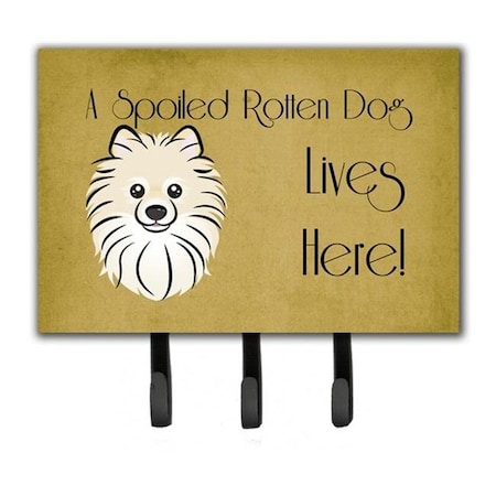 Carolines Treasures Carolines Treasures BB1455TH68 Pomeranian Spoiled Dog Lives Here Leash & Key Holder BB1455TH68